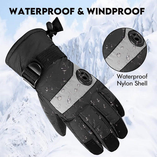 Kids Waterproof Ski Snowboard Gloves Mittens Thinsulate Lined Winter Cold Weather Gloves for Boys and Girls